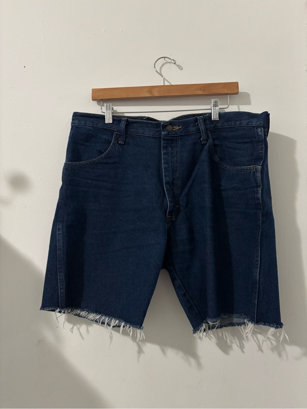 Vintage Rustler Dark Blue Denim Cutoff Men's Shorts Waist 36